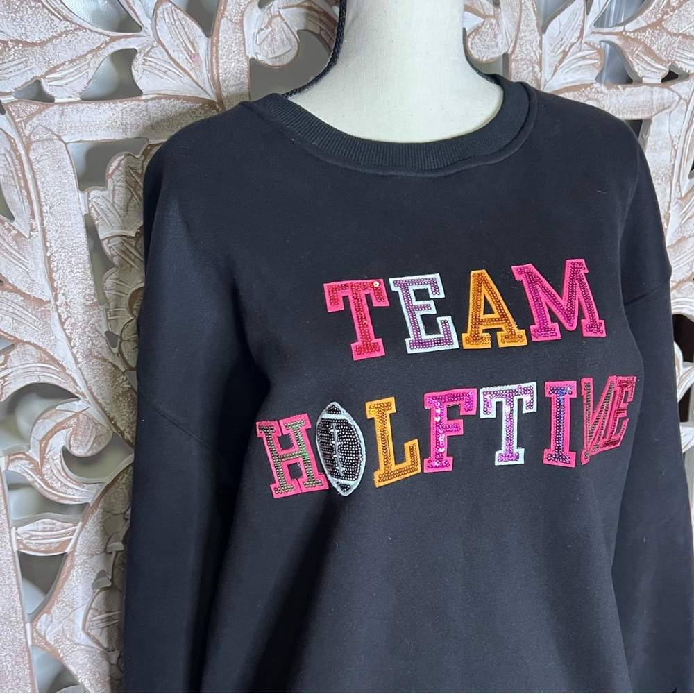 NWT Jess Lee Sequined Black Crewneck Sweatshirt Sz XL - Picture 5 of 8